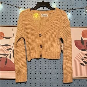 No Boundaries Women's Tan Button-Up Cardigan